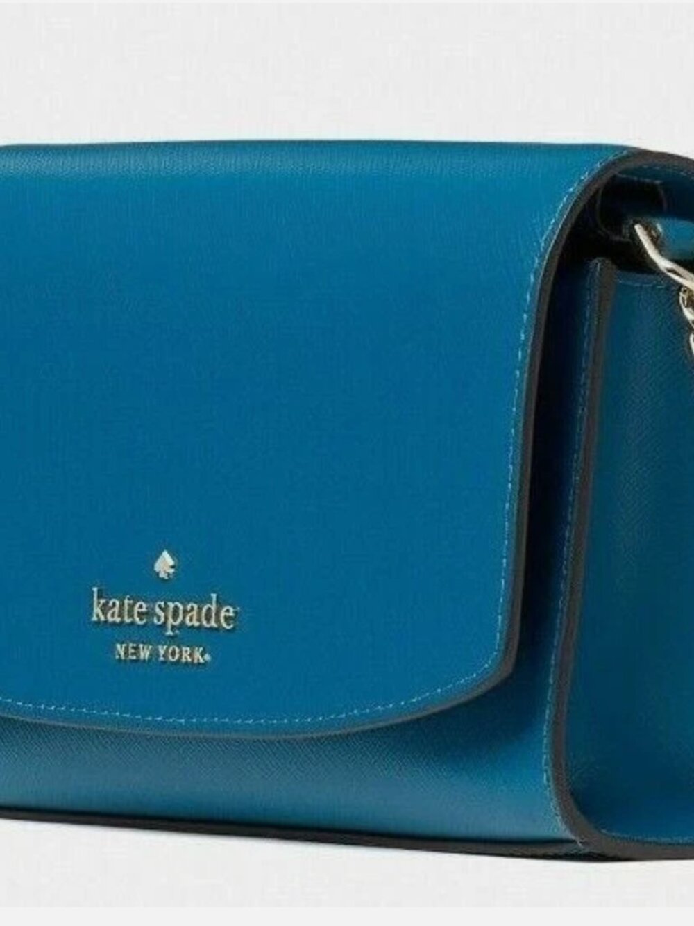 Kate Spade Staci Small Flap Chain Crossbody Blue Saffiano
